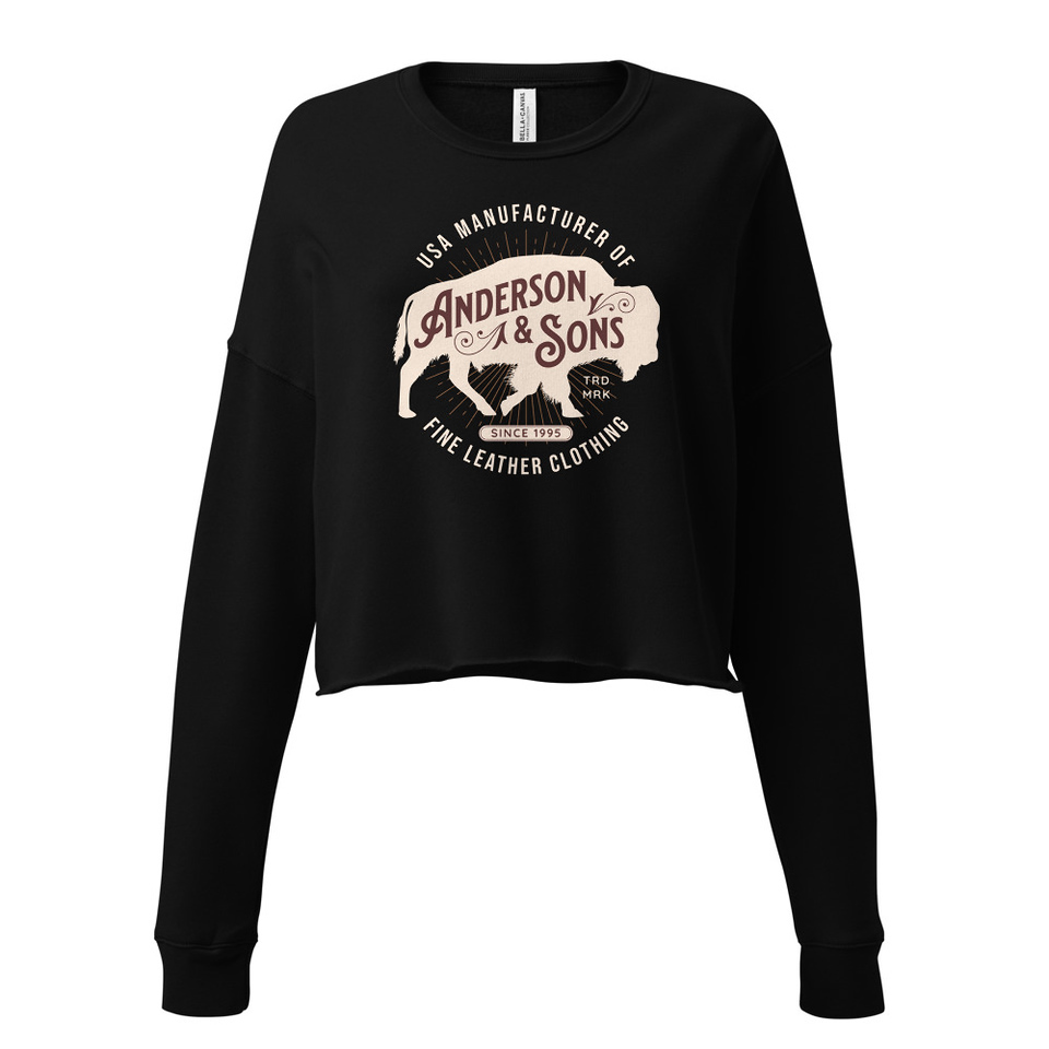 Anderson & Sons Leather Clothing - Buffalo Women's Cropped Sweatshirt
