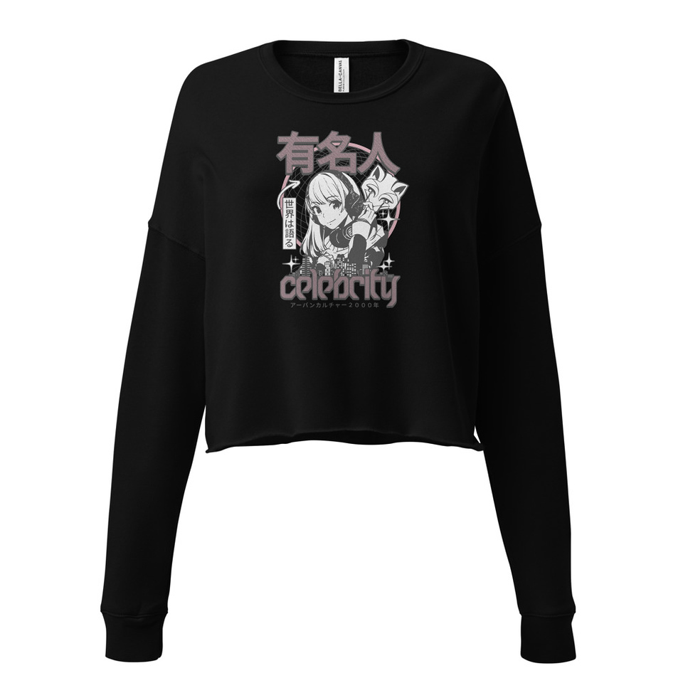 Anime Celebrity Girl - Japanese Cyber Streetwear Women's Cropped Sweatshirt