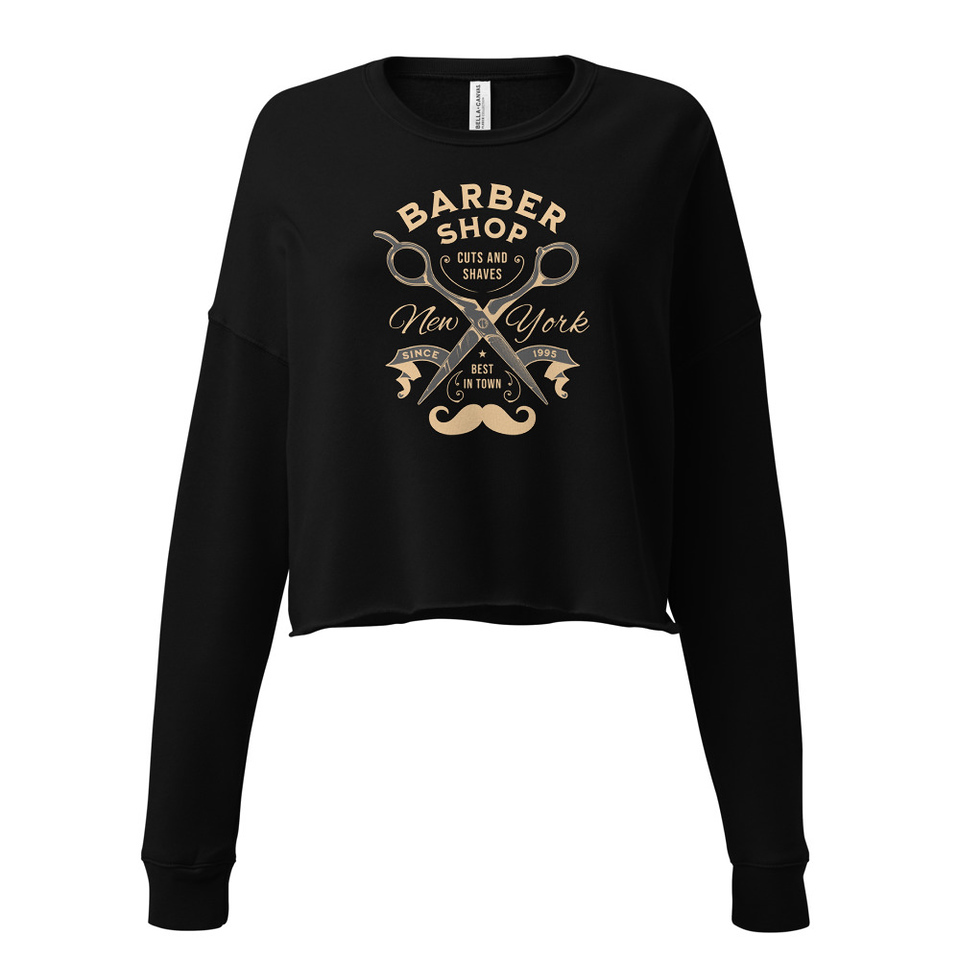 Barber Shop Cuts & Shaves - Scissor Women's Cropped Sweatshirt