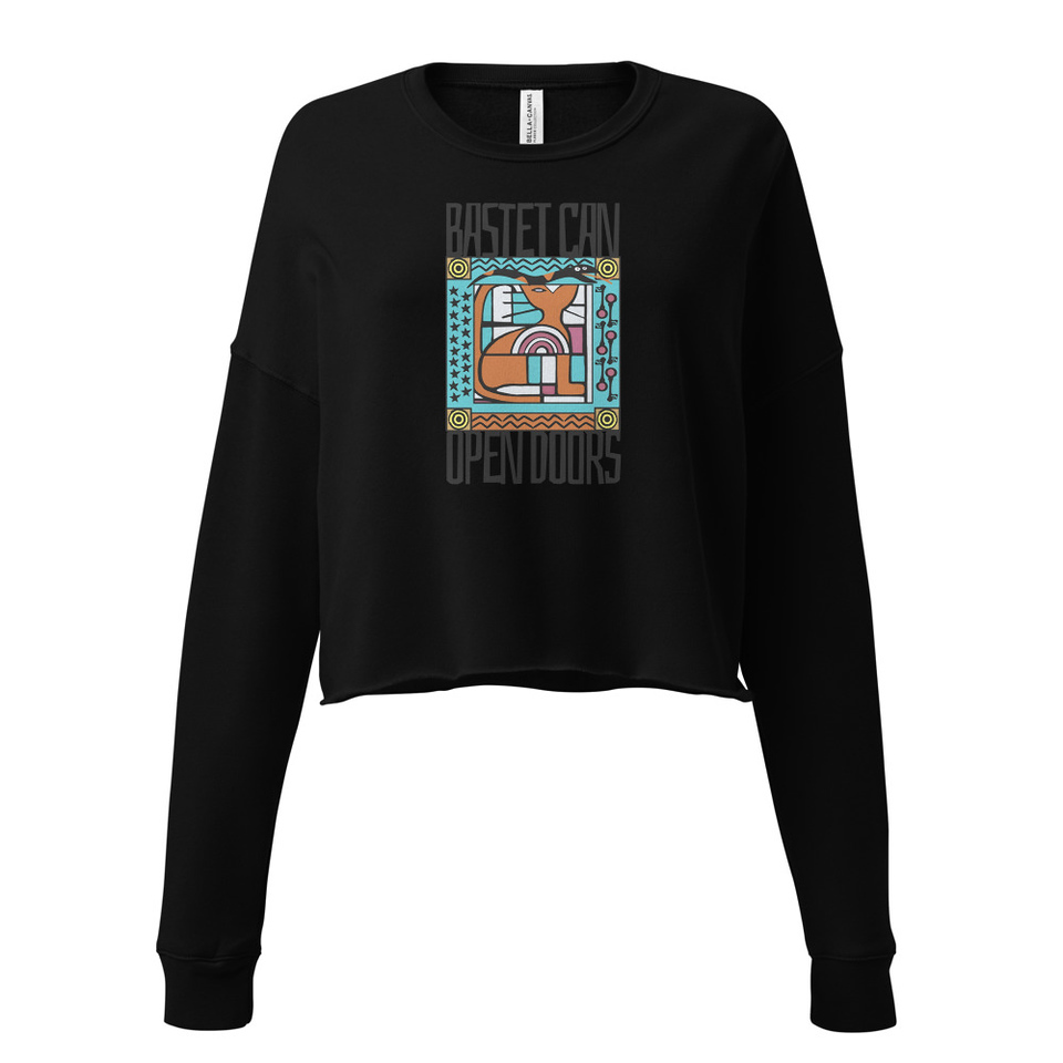 Bastet can Open Doors Women's Cropped Sweatshirt