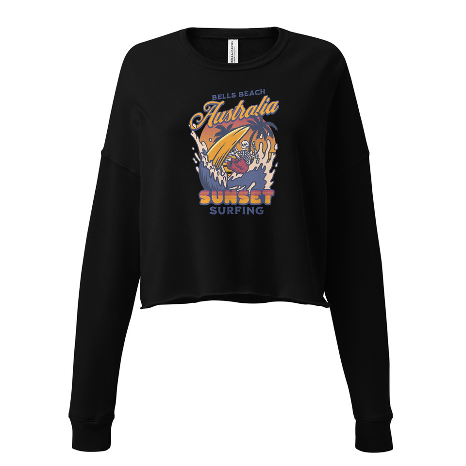 Bells Beach Australia Sunset Surfing Women's Cropped Sweatshirt