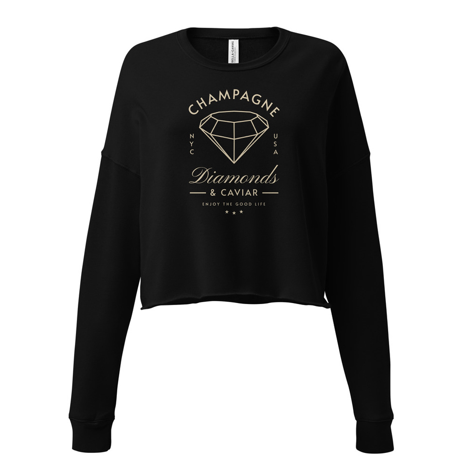 Black Diamonds - Elegant Women's Cropped Sweatshirt