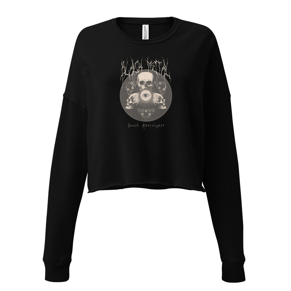 Black Metal - Hardcore skull theme design Women's Cropped Sweatshirt