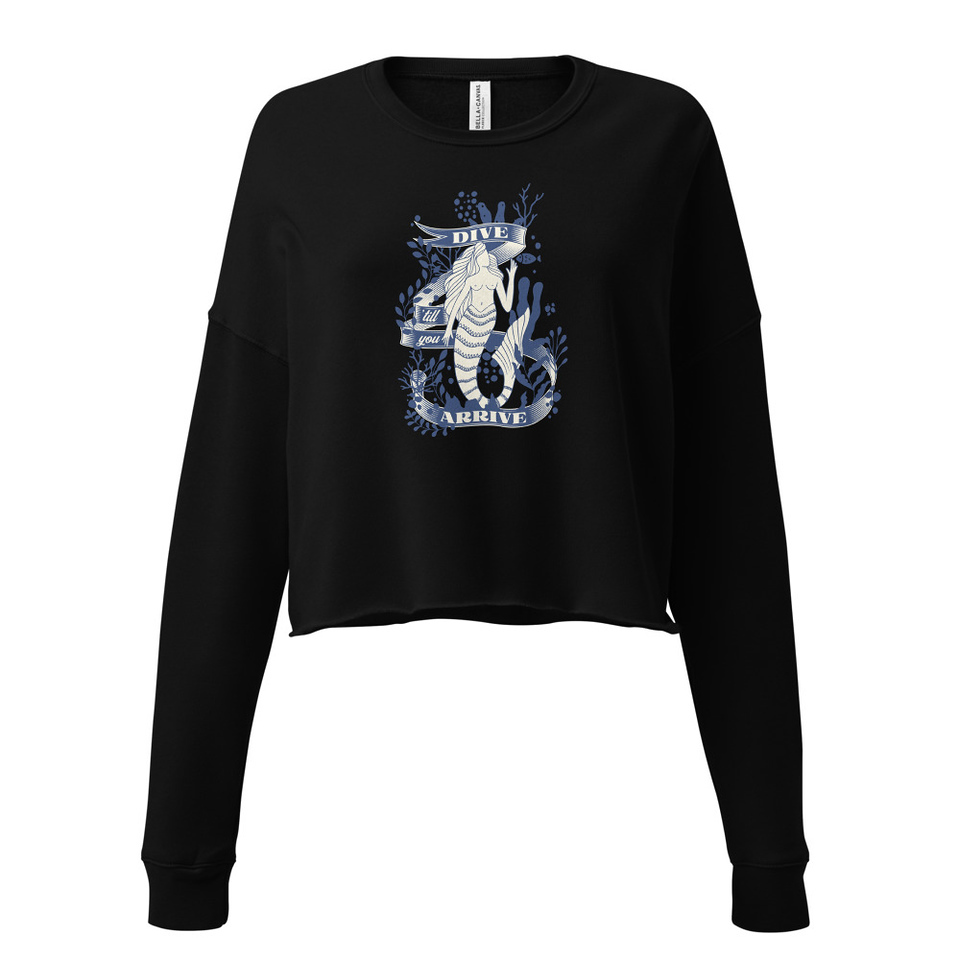 Blue Mermaid - Nautical Women's Cropped Sweatshirt