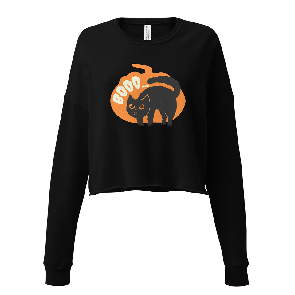 Boo - Scay Cute Cat Women's Cropped Sweatshirt