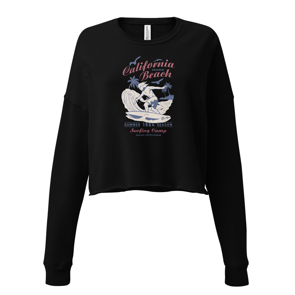 California Beach Surfing Women's Cropped Sweatshirt