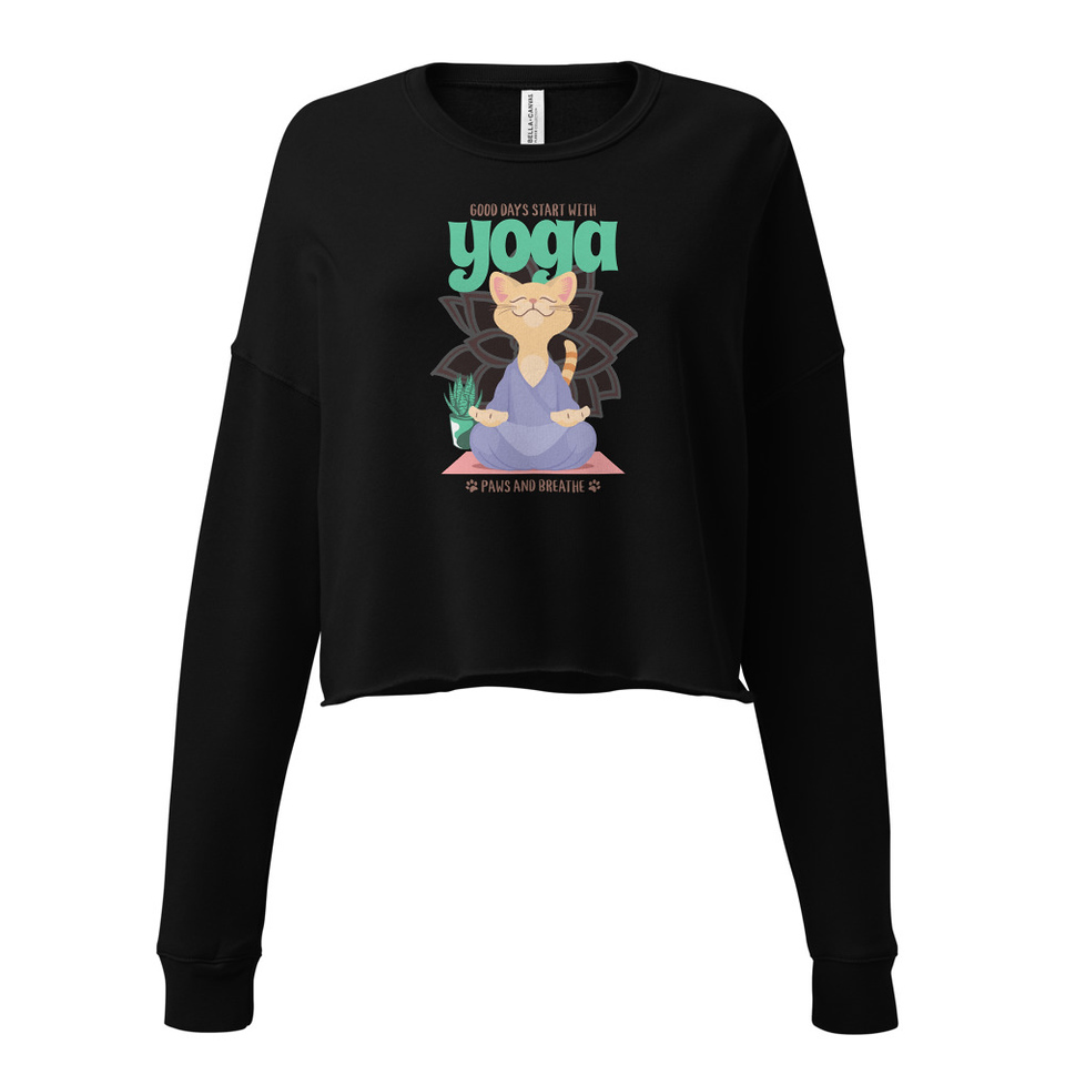 Cat Yoga - Cute Meditation Women's Cropped Sweatshirt