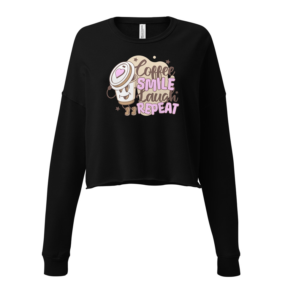 Coffee is Happiness - Retro Cartoon Mascot Women's Cropped Sweatshirt