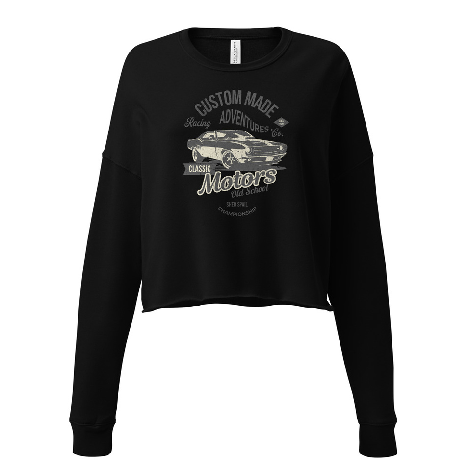Custom Made Adventures Motors Old School Women's Cropped Sweatshirt