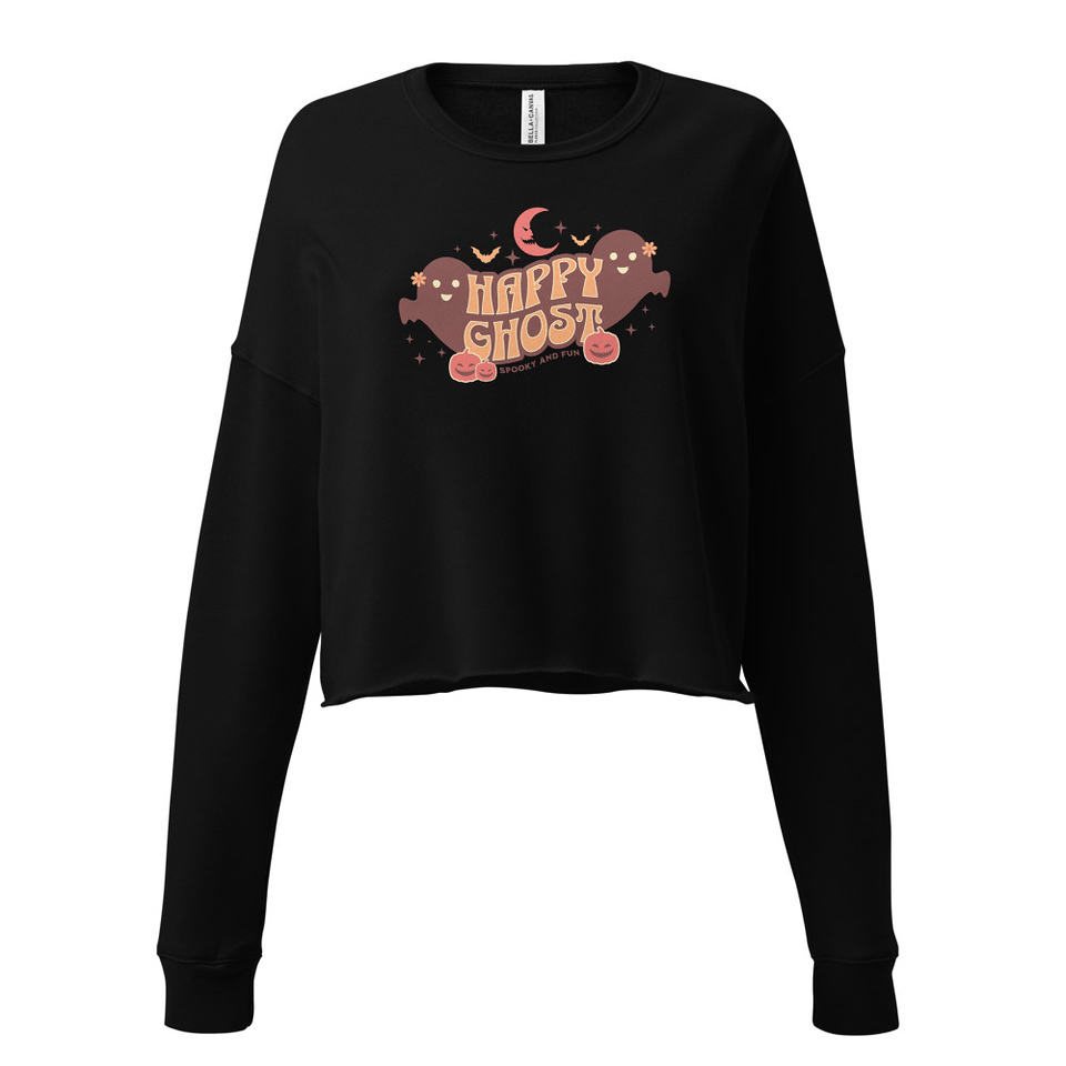 Cute Happy Ghost Women's Cropped Sweatshirt