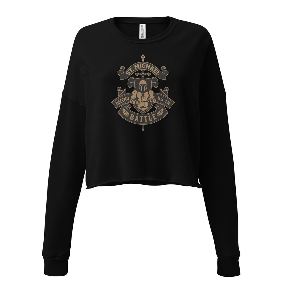 Defend us in battle - Knight with sword Women's Cropped Sweatshirt
