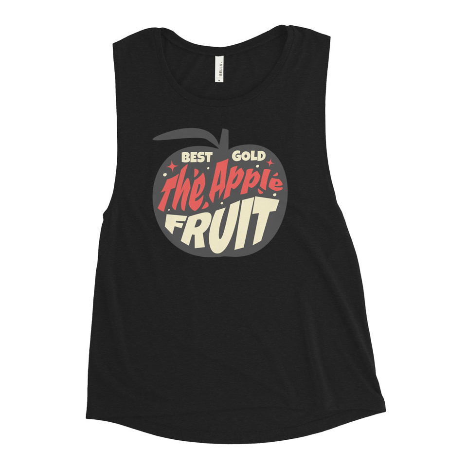 Apple Fruit - Typographic Lettering Women's Muscle Tank