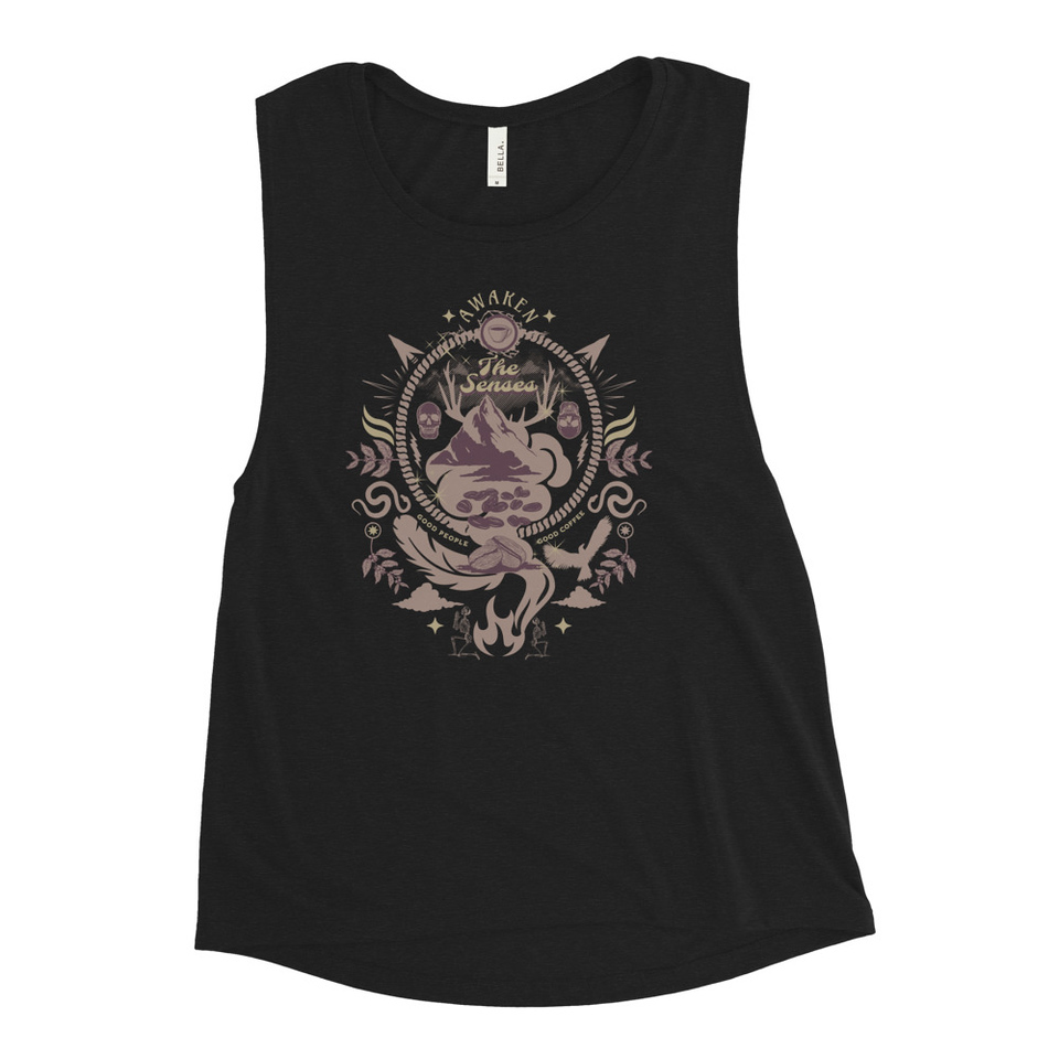 Awaken The Senses - Coffee Beans Women's Muscle Tank