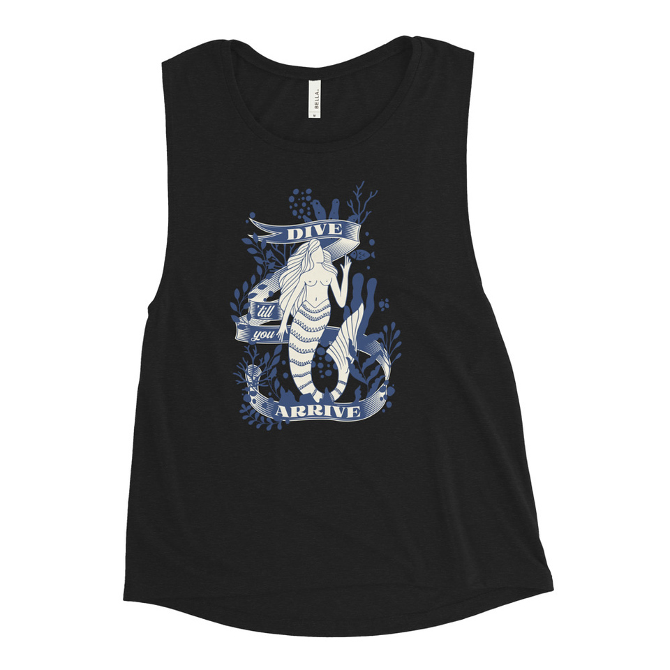 Blue Mermaid - Nautical Women's Muscle Tank