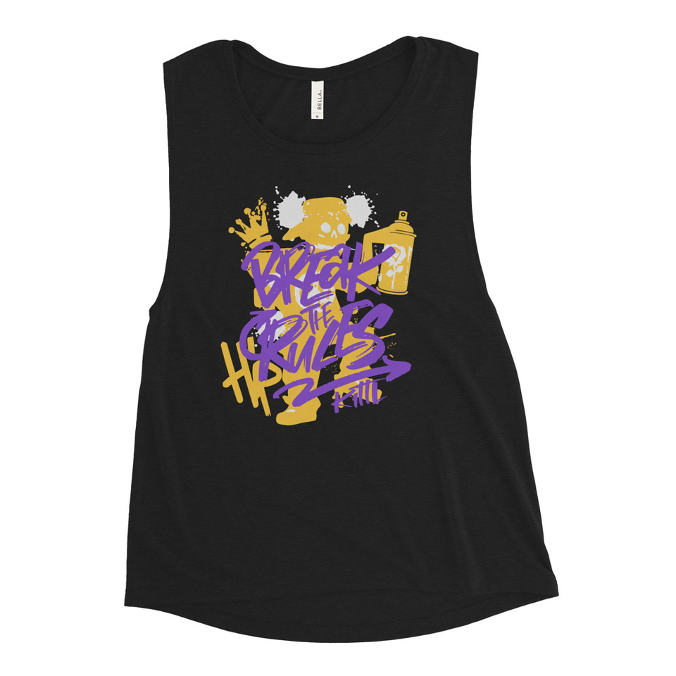 Break the Rules Graffiti - Spray Paint Women's Muscle Tank