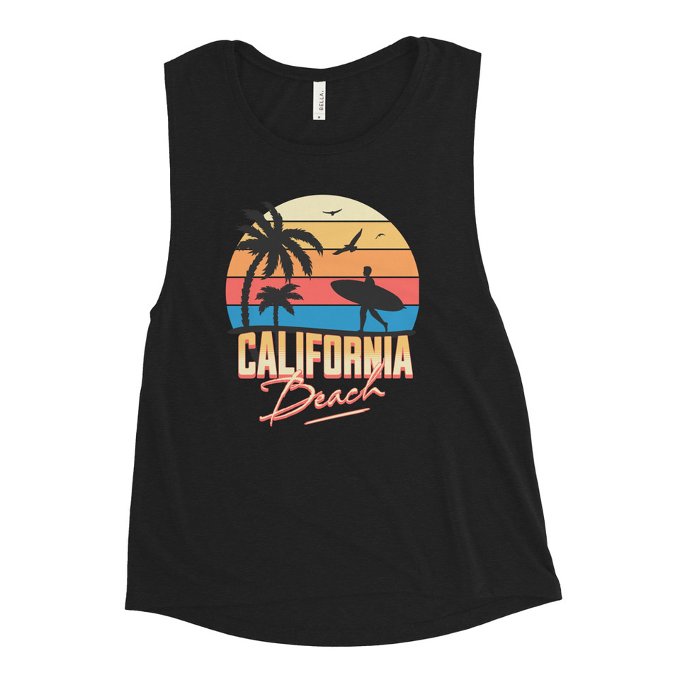 California Beach - Retro Surf Women's Muscle Tank