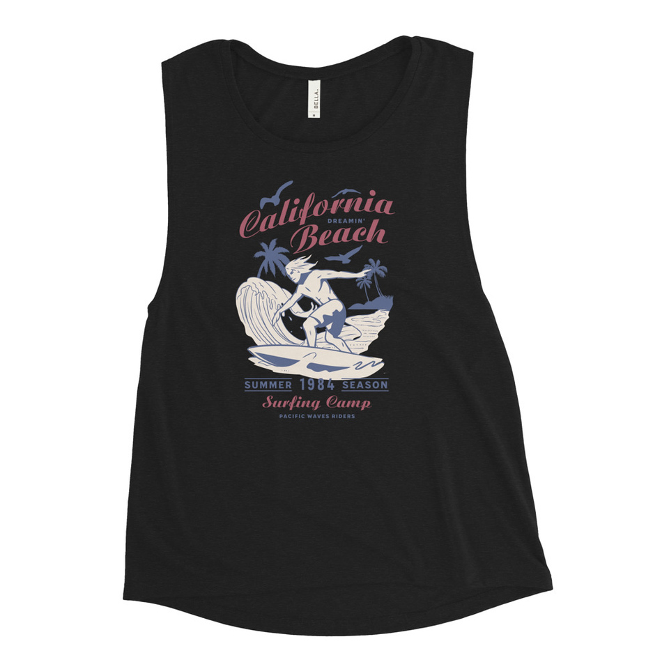 California Beach Surfing Women's Muscle Tank