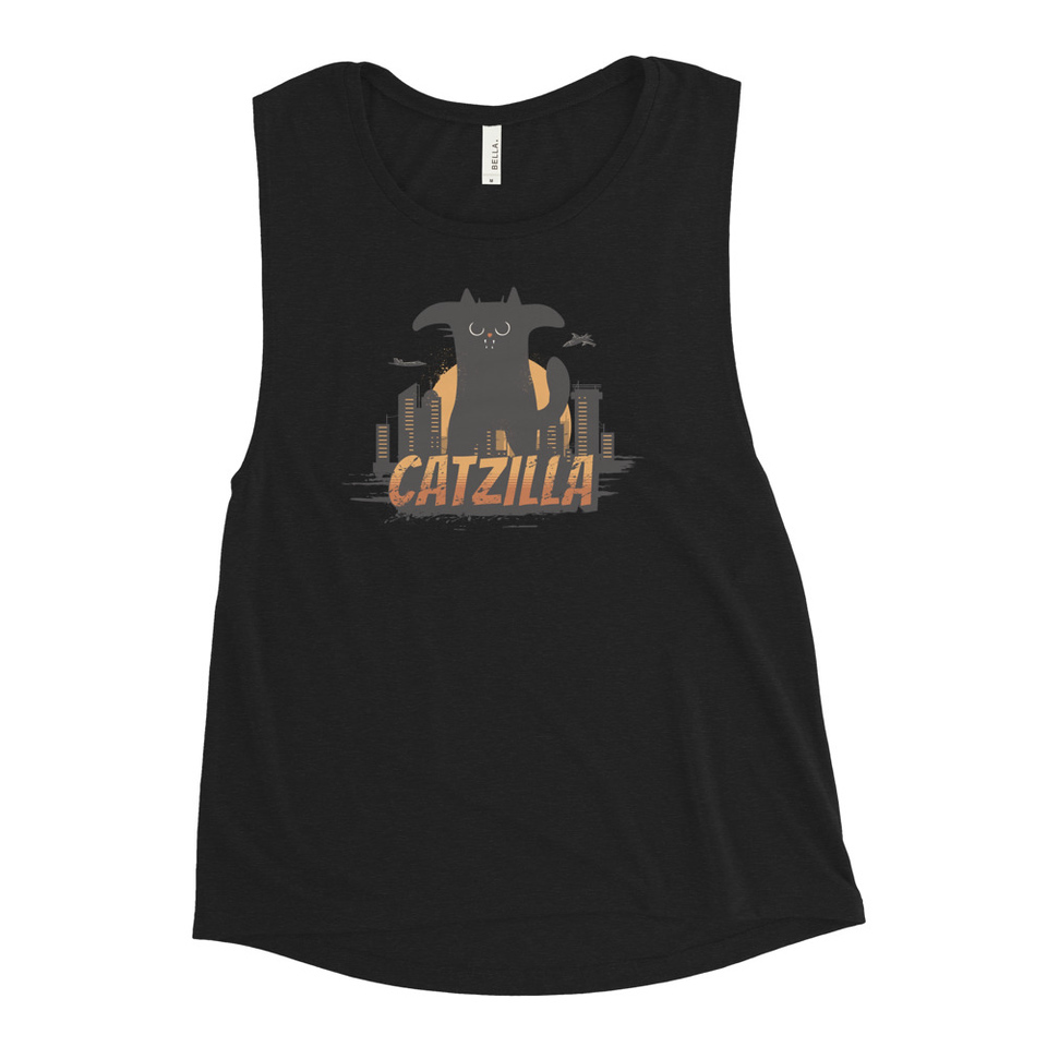 Catzilla - Funny Comic Animal Women's Muscle Tank