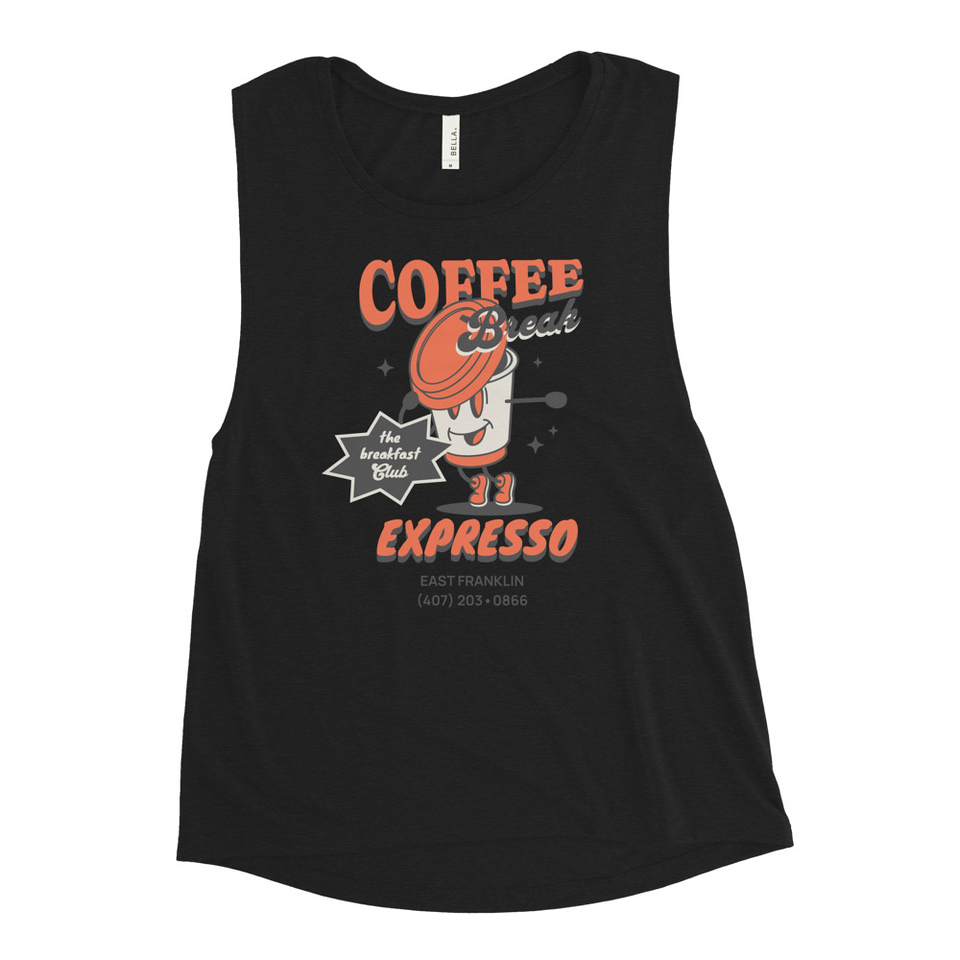 Coffee Break Cartoon Retro 90s  Women's Muscle Tank