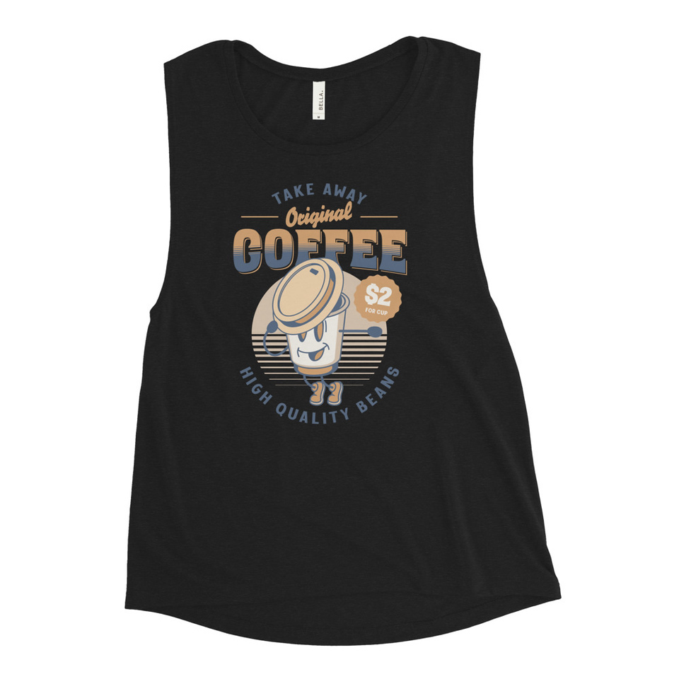 Coffee Cup - Comics Mascot Women's Muscle Tank