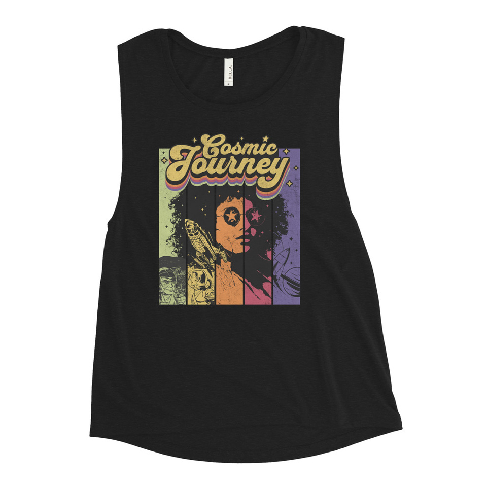 Cosmic Journey Rainbow Retro Women's Muscle Tank