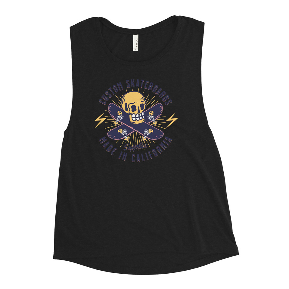 Custom Skateboards - Skull Women's Muscle Tank