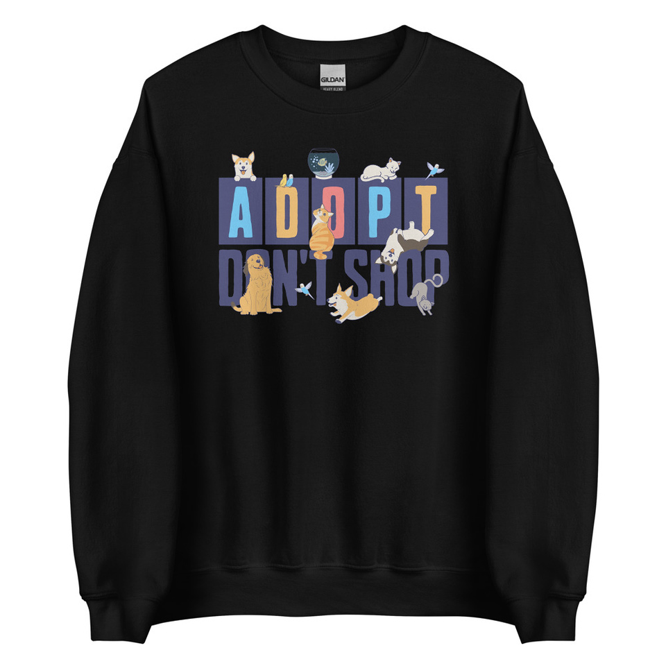 Adopt a Pet - Cute Animal Unisex Crew Neck Sweatshirt