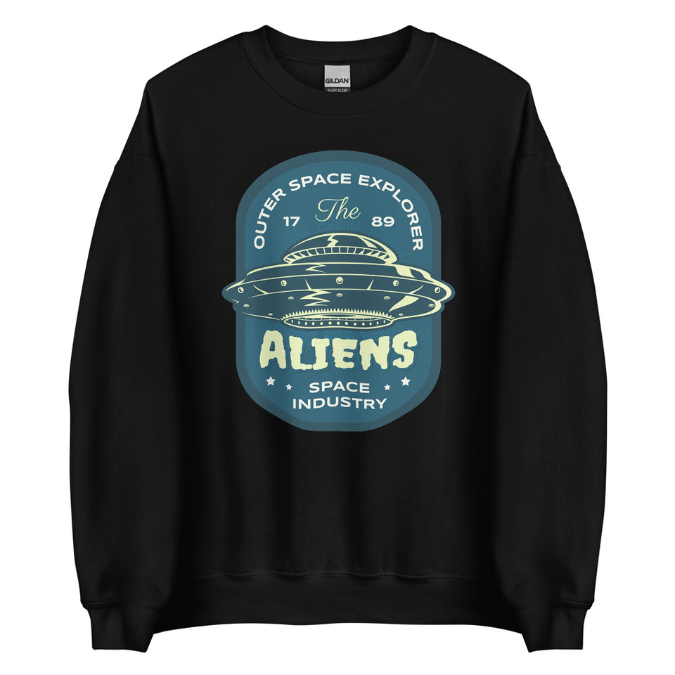 Aliens Outer Space Explorer - UFO Unisex Crew Neck Sweatshirt