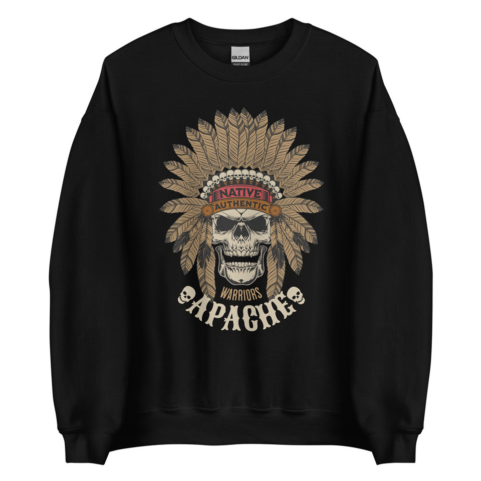 Apache Warriors - Indian Skull Unisex Crew Neck Sweatshirt
