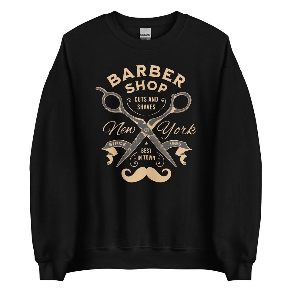 Barber Shop Cuts & Shaves - Scissor Unisex Crew Neck Sweatshirt