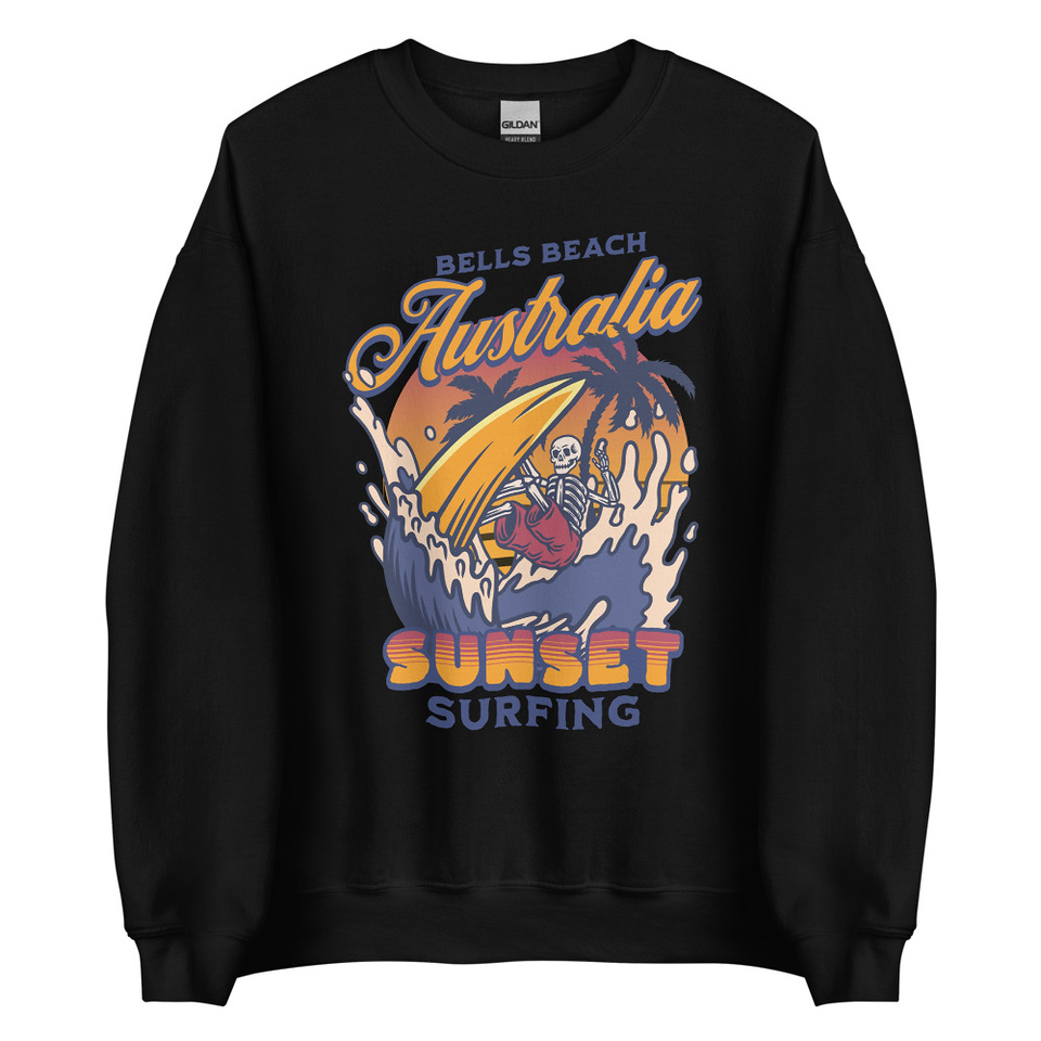 Bells Beach Australia Sunset Surfing Unisex Crew Neck Sweatshirt