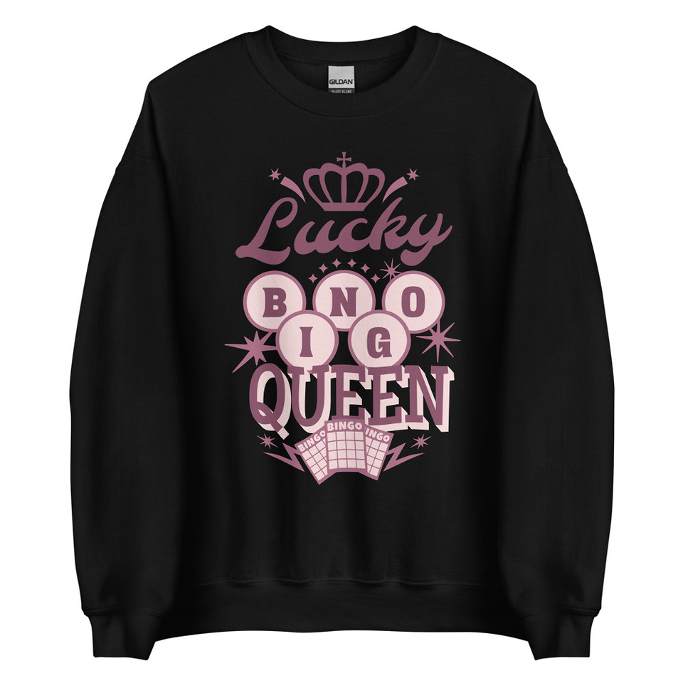 Bingo Queen - Retro Crown Unisex Crew Neck Sweatshirt