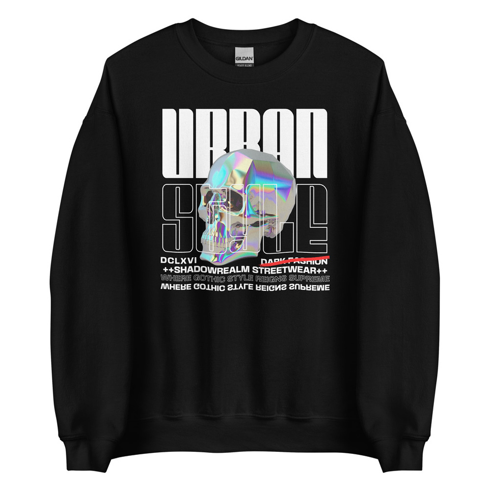Black 3D Skull Unisex Crew Neck Sweatshirt