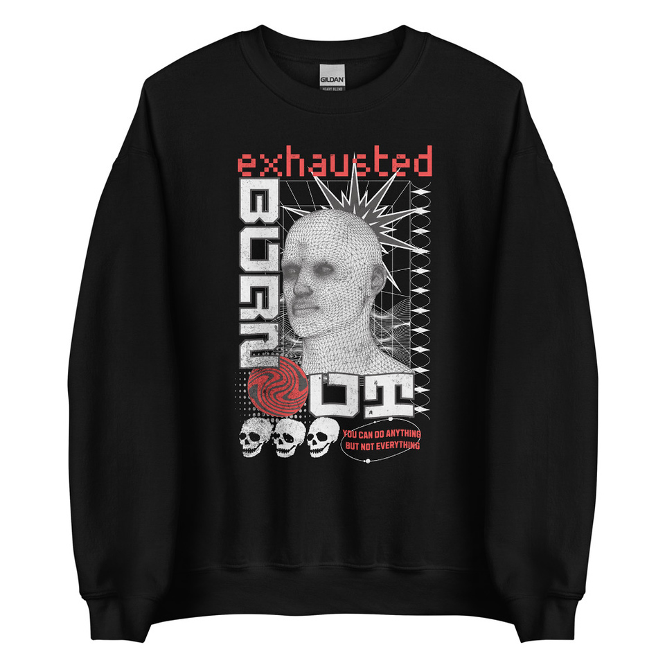 Burn Out - Futuristic 3D Head Unisex Crew Neck Sweatshirt
