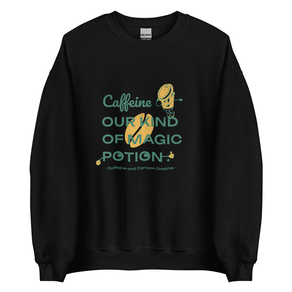 Caffeine Cartoon Unisex Crew Neck Sweatshirt