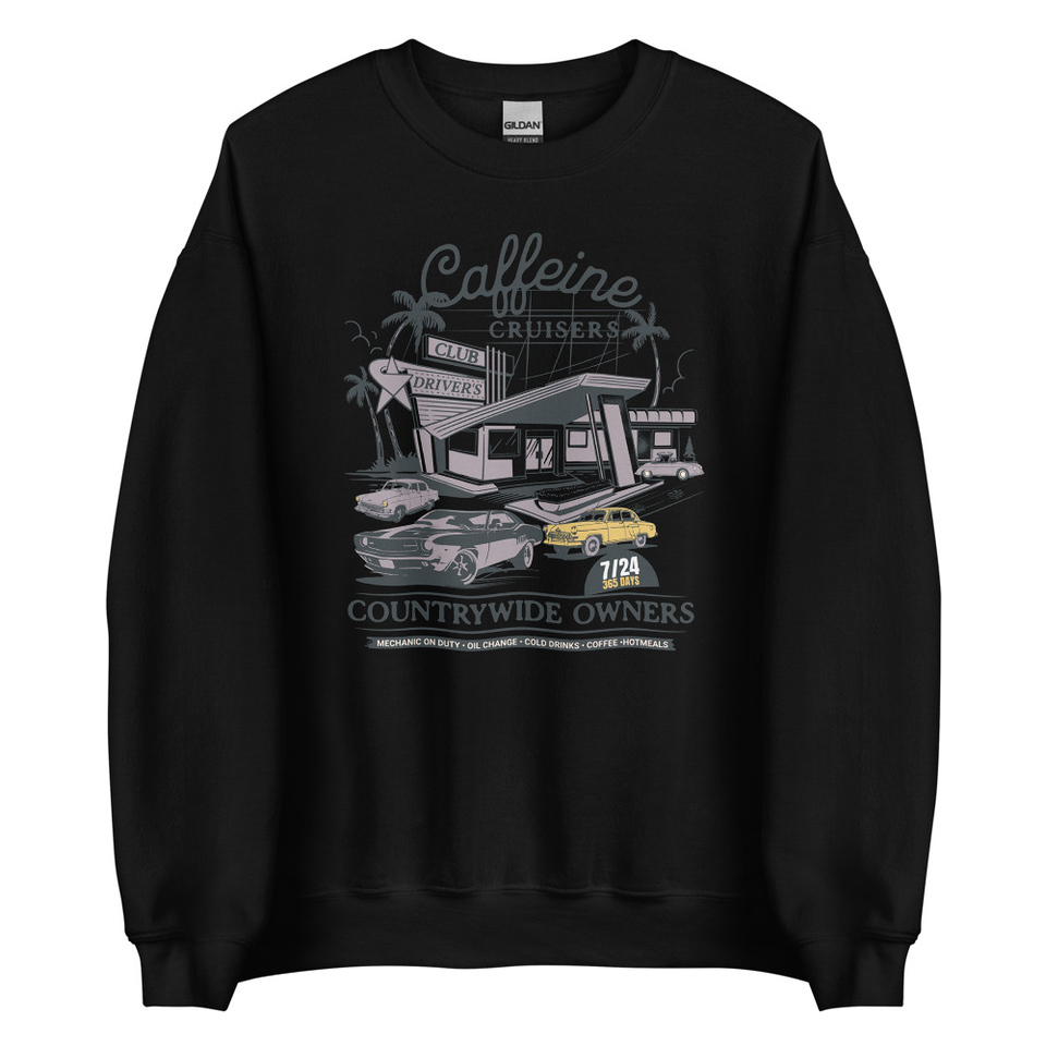Caffeine Cruisers Unisex Crew Neck Sweatshirt