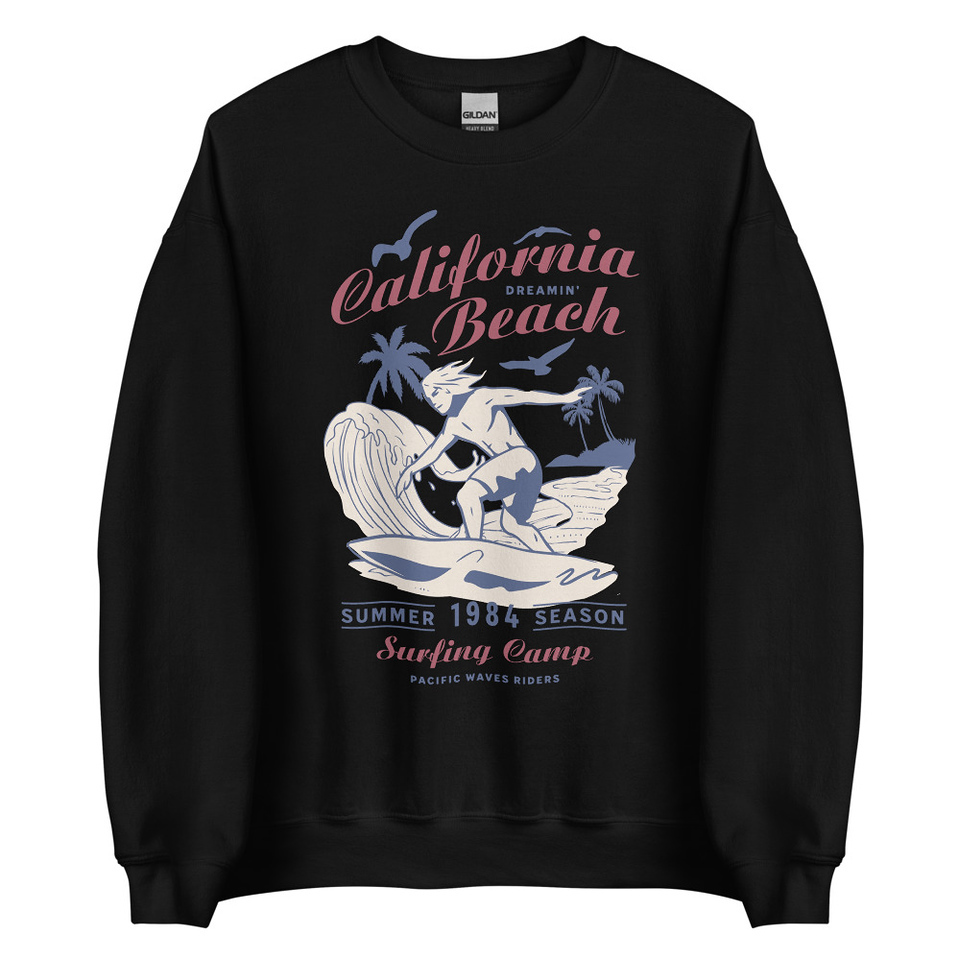 California Beach Surfing Unisex Crew Neck Sweatshirt