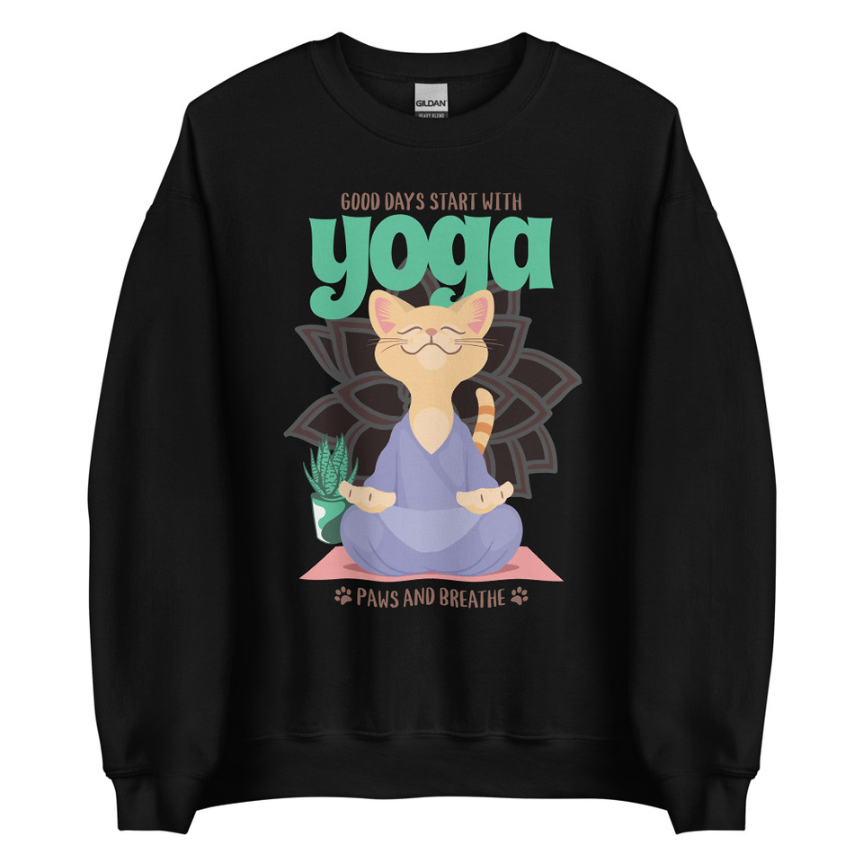 Cat Yoga - Cute Meditation Unisex Crew Neck Sweatshirt