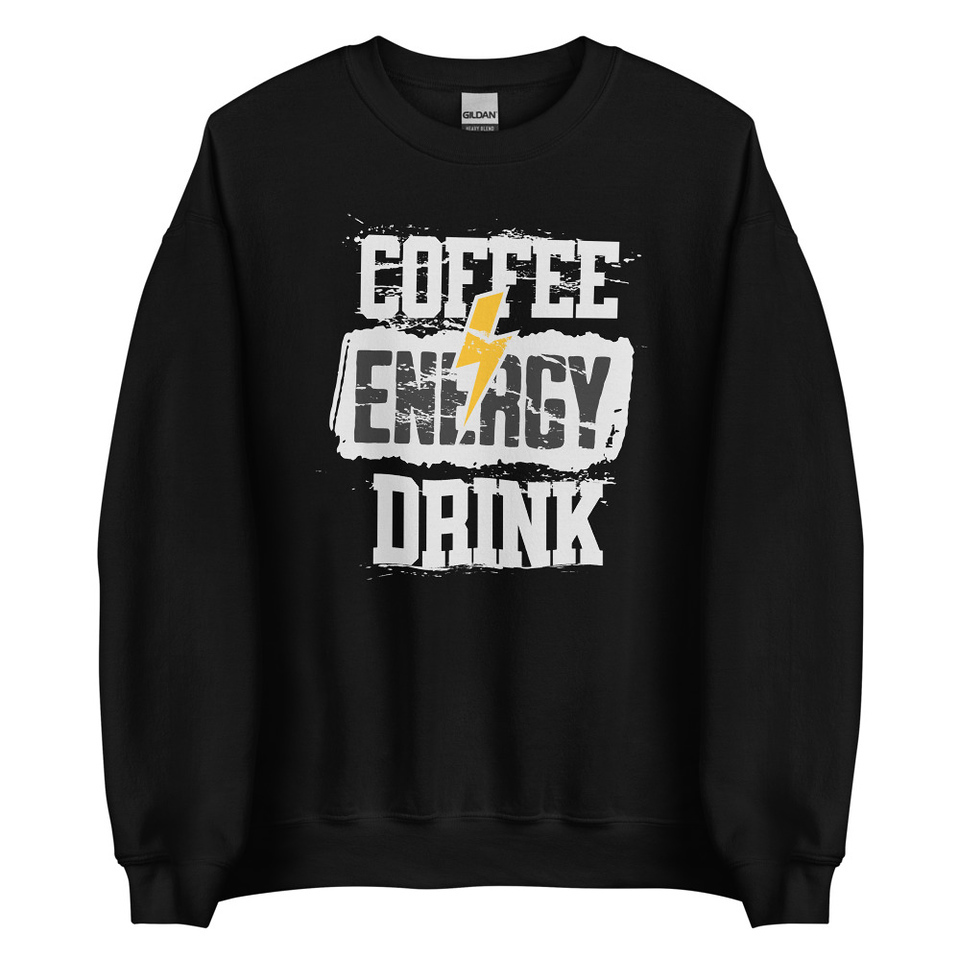 Coffee Energy Drink - Grunge Bolt Unisex Crew Neck Sweatshirt
