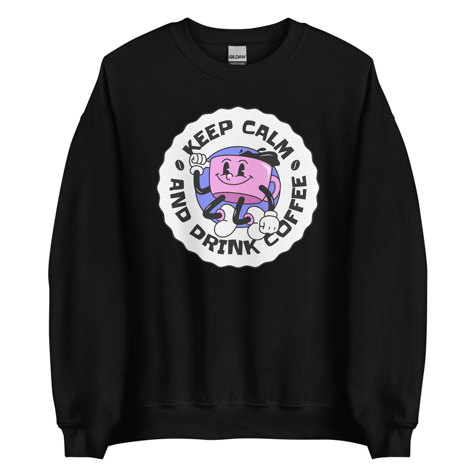 Colorful Fun Retro Style Coffee Quote Unisex Crew Neck Sweatshirt