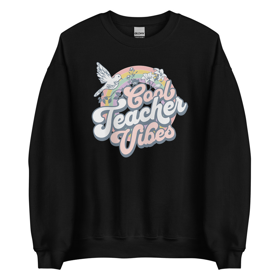 Cool Teacher Vibes Unisex Crew Neck Sweatshirt