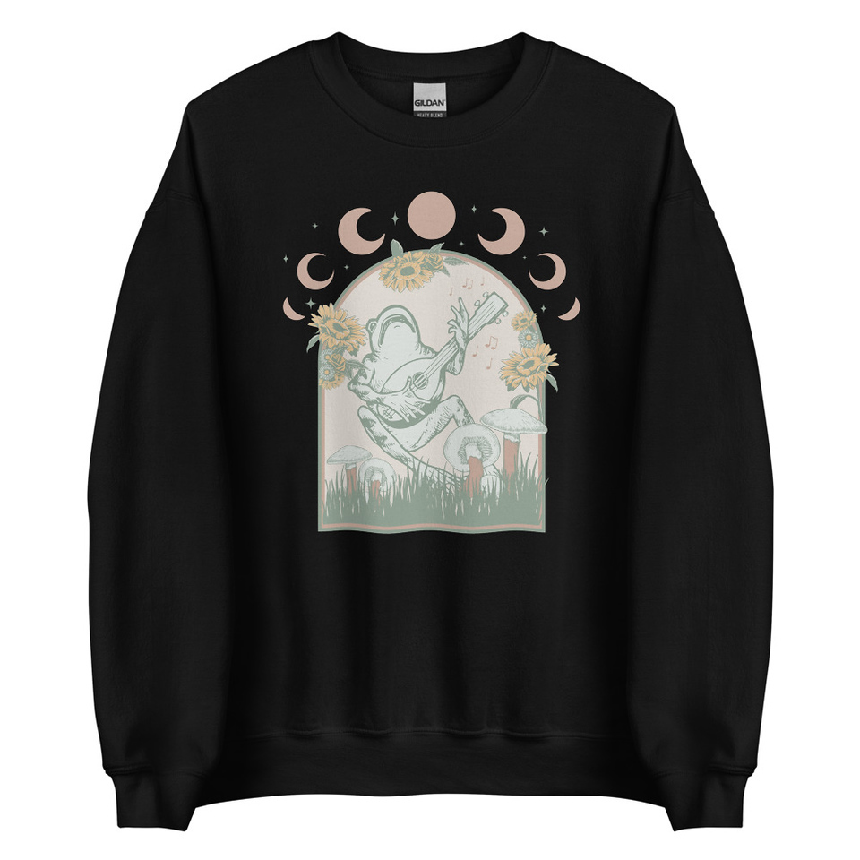 Cottagecore Frog Botanical Unisex Crew Neck Sweatshirt