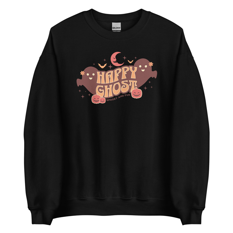 Cute Happy Ghost Unisex Crew Neck Sweatshirt