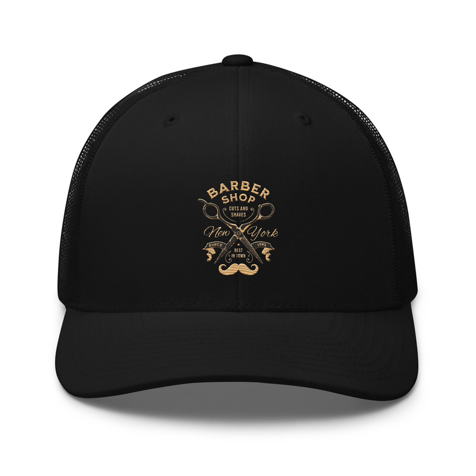 Barber Shop Cuts & Shaves - Scissor Retro Trucker Hat