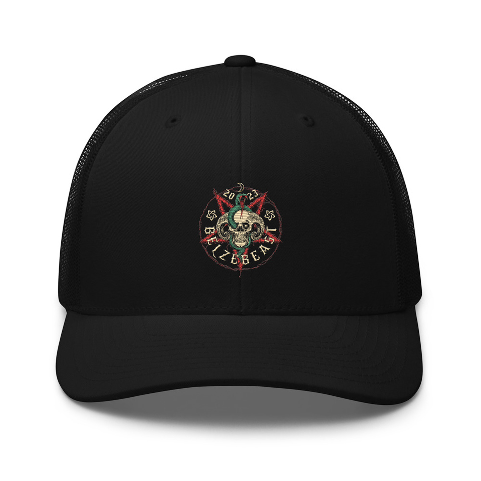 Belzebeast Pentagram - Halloween Skull with Snake Retro Trucker Hat