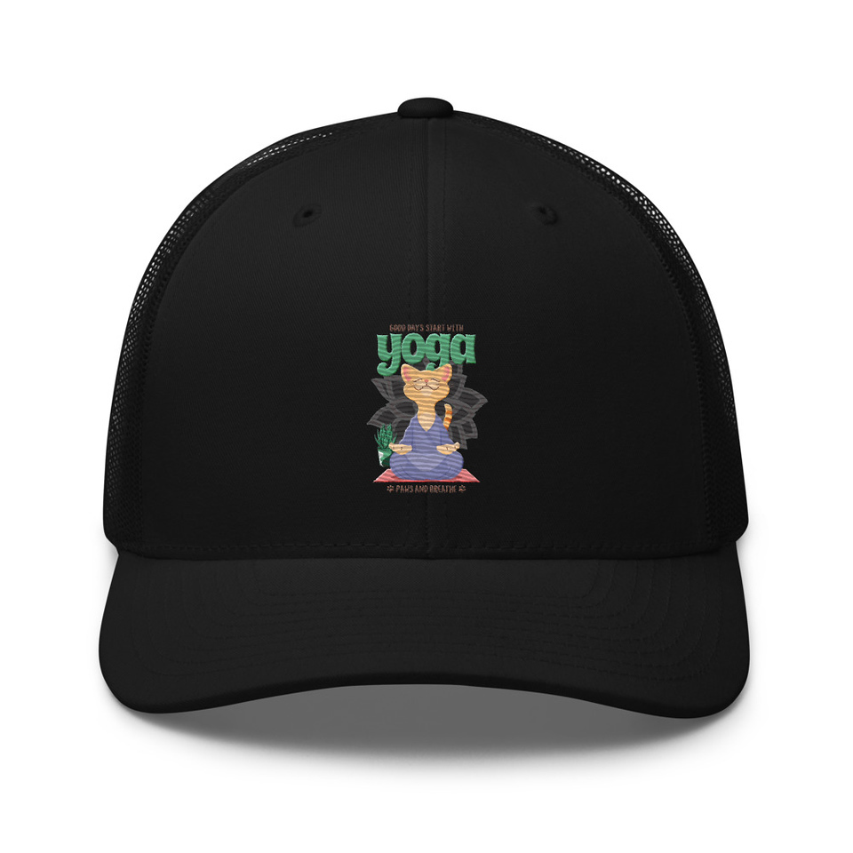 Cat Yoga - Cute Meditation Retro Trucker Hat