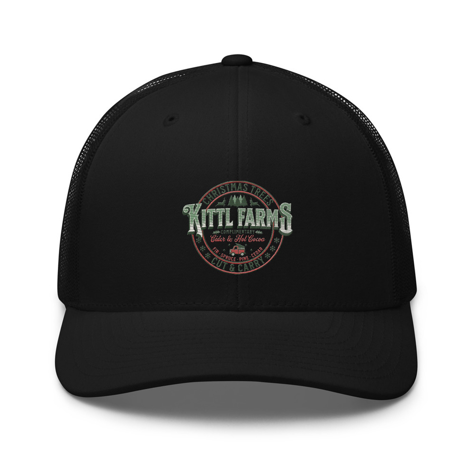 Christmas Tree Farm - Vintage Holiday Badge Retro Trucker Hat