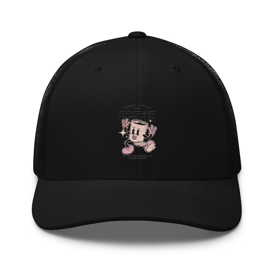 Coffee Break Mascot Retro Trucker Hat