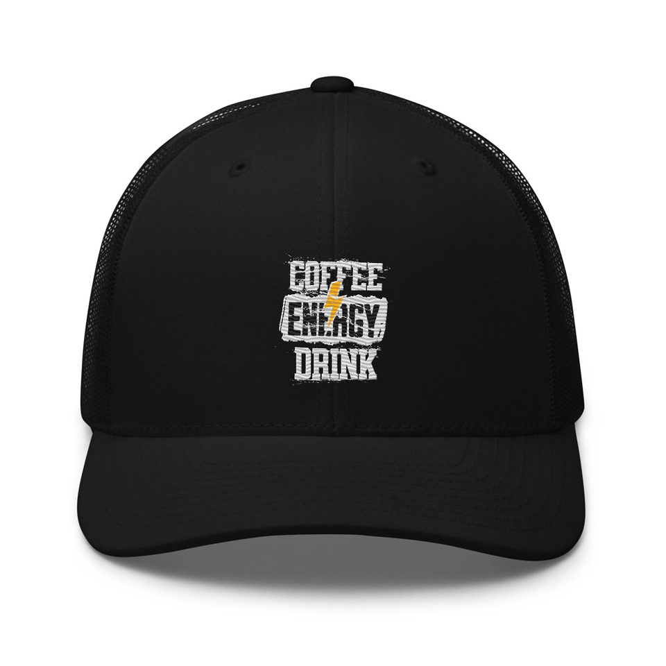 Coffee Energy Drink - Grunge Bolt Retro Trucker Hat