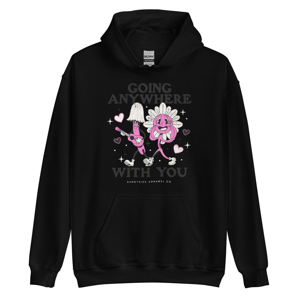 Anywhere With You - Typographic Cartoon Streetwear Unisex Heavy Blend Hoodie